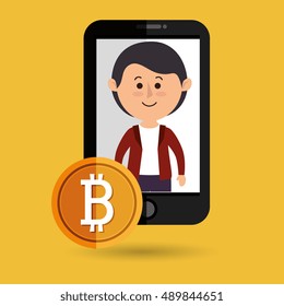 man smartphone bit coin