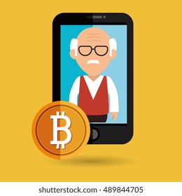 man smartphone bit coin