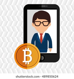 man smartphone bit coin