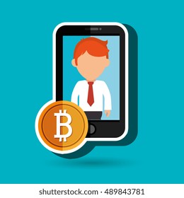 man smartphone bitcoin