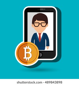 man smartphone bitcoin