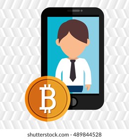 man smartphone bitcoin