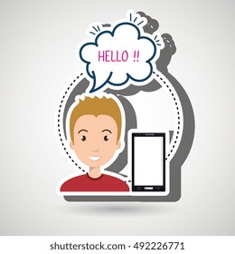 man smartphone bubble speech