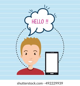 man smartphone bubble speech