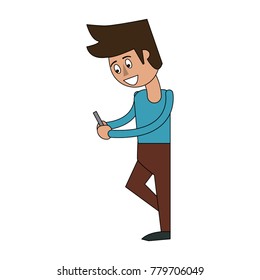 Man with smartphone cartoon