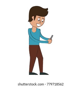 Man with smartphone cartoon