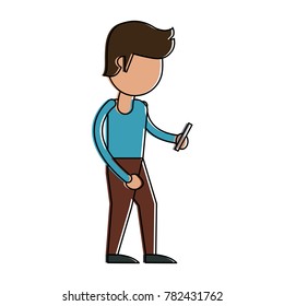 Man with smartphone cartoon