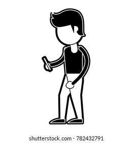 Man with smartphone cartoon