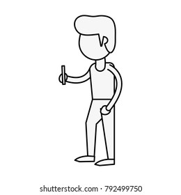 Man with smartphone cartoon
