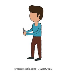Man with smartphone cartoon