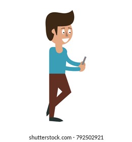 Man with smartphone cartoon
