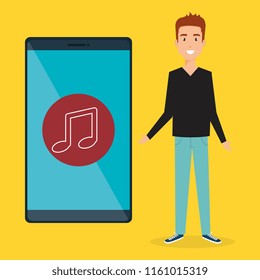 man with smartphone character