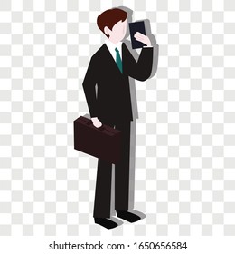 Man with smartphone concept. Creative idea design. Flat vector illustration for template, brochure or presentation.