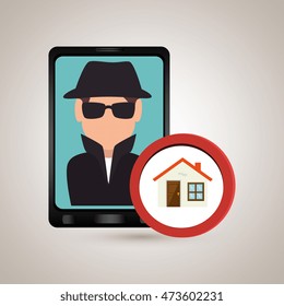 man smartphone detective secure vector illustration eps 10