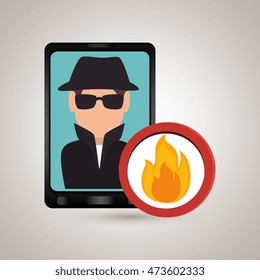 man smartphone detective secure vector illustration eps 10