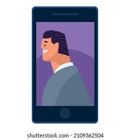 man en el icono del dispositivo de smartphone