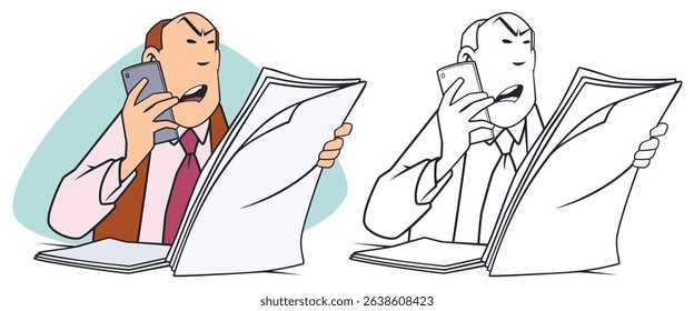 Man with smartphone in hand. Funny people. Illustration concept for website and mobile website development.