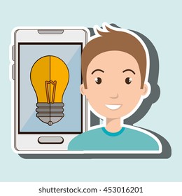 man smartphone idea isolated icon design, vector illustration  graphic 