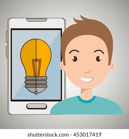 man smartphone idea isolated icon design, vector illustration  graphic 