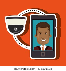 man smartphone insurance secure vector illustration eps 10