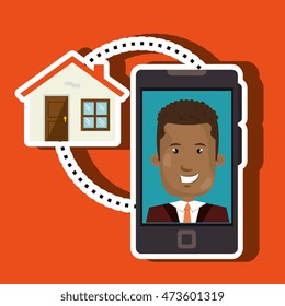 man smartphone insurance secure vector illustration eps 10