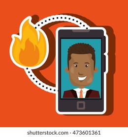 man smartphone insurance secure vector illustration eps 10