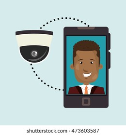 man smartphone insurance secure vector illustration eps 10