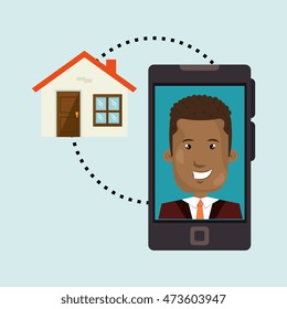 man smartphone insurance secure vector illustration eps 10