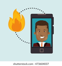 man smartphone insurance secure vector illustration eps 10