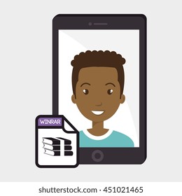 man with smartphone isolated icon design, vector illustration  graphic 