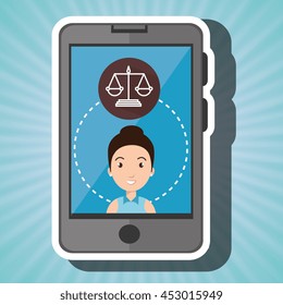 man smartphone with justice isolated icon design, vector illustration  graphic 