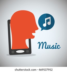 man smartphone music note sound icon. Flat and Colorful illustration. Vector illustration