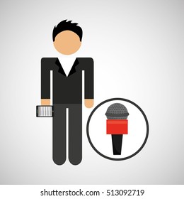 man smartphone news microphone design vector illustration eps 10