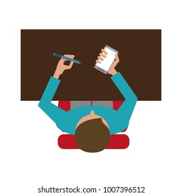 Man with smartphone on desk