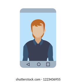 man in smartphone on white background
