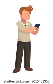 hombre con smartphone en fondo blanco
