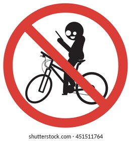 Man with Smartphone riding bicycle. Flat icon. Stock vector illustration.