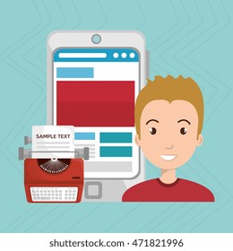 man smartphone search new vector illustration design