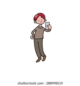Man smartphone selfie cartoon vector
