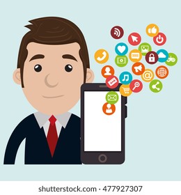 man smartphone social media