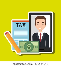 man smartphone tax dollar vector illustration eps 10