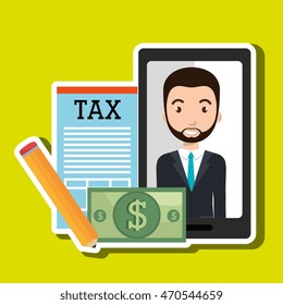 man smartphone tax dollar vector illustration eps 10