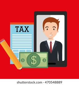 man smartphone tax dollar vector illustration eps 10