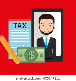 man smartphone tax dollar vector illustration eps 10