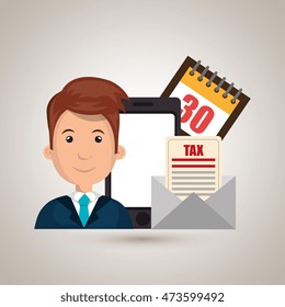 man smartphone tax money vector illustration eps 10