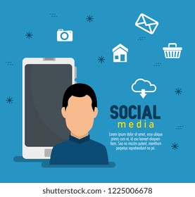 man with smartphone technology and global apps
