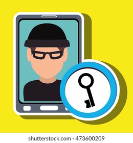 man smartphone thief secure vector illustration eps 10