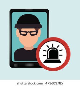 man smartphone thief secure vector illustration eps 10
