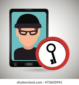 man smartphone thief secure vector illustration eps 10