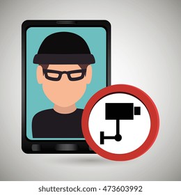 man smartphone thief secure vector illustration eps 10